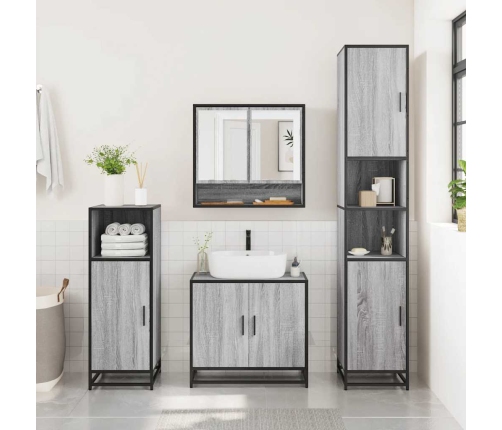 Set de muebles de baño 3 pzas madera contrachapada gris sonoma