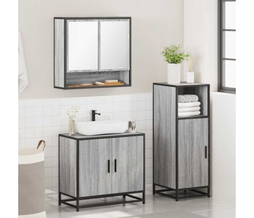 Set de muebles de baño 3 pzas madera contrachapada gris sonoma