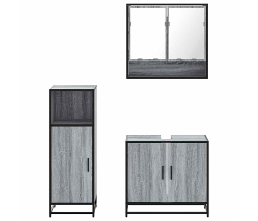 Set de muebles de baño 3 pzas madera contrachapada gris sonoma