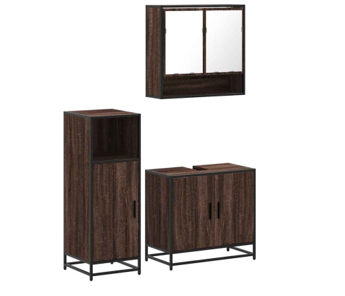 Set de muebles baño 3 pzas madera contrachapada roble marrón