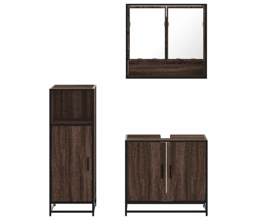 Set de muebles baño 3 pzas madera contrachapada roble marrón