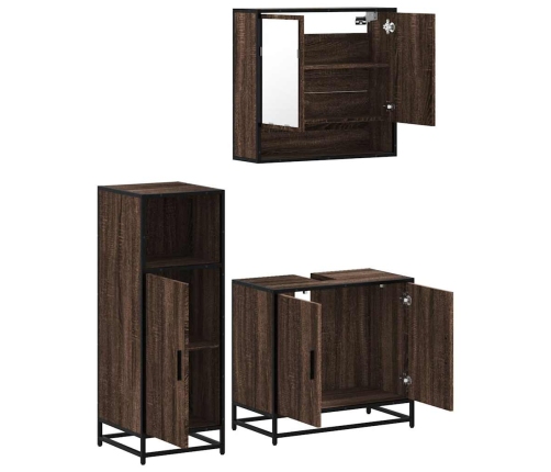 Set de muebles baño 3 pzas madera contrachapada roble marrón