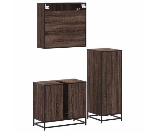 Set de muebles baño 3 pzas madera contrachapada roble marrón