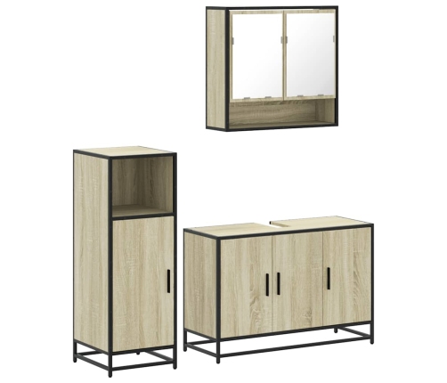 Set de muebles de baño 3 pzas madera contrachapada roble Sonoma