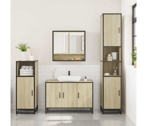 Set de muebles de baño 3 pzas madera contrachapada roble Sonoma