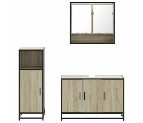 Set de muebles de baño 3 pzas madera contrachapada roble Sonoma