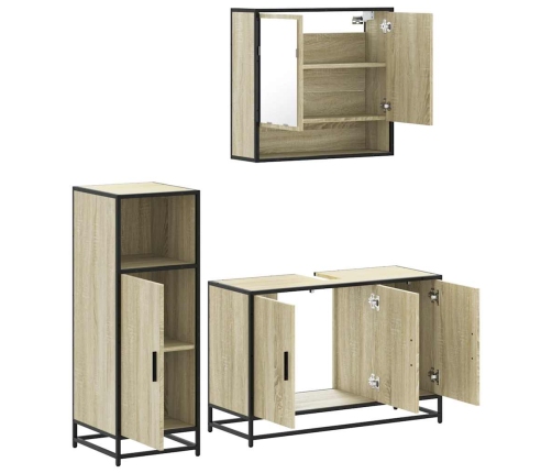 Set de muebles de baño 3 pzas madera contrachapada roble Sonoma