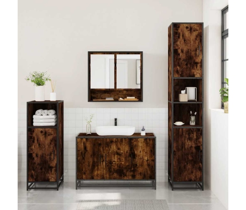 Set de muebles baño 3 pzas madera contrachapada roble ahumado