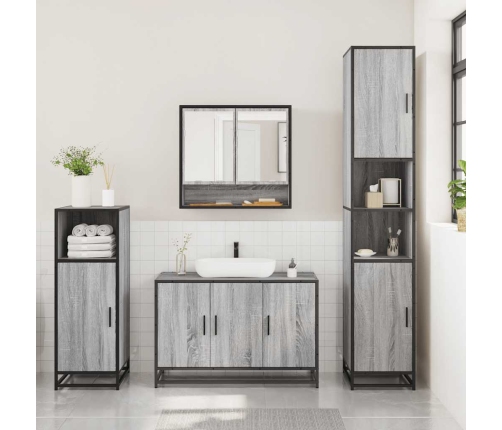 Set de muebles de baño 3 pzas madera contrachapada gris sonoma