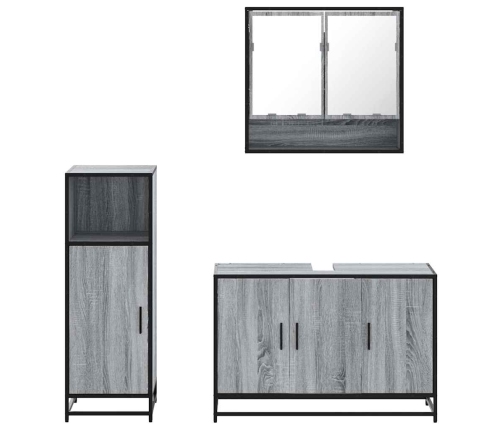 Set de muebles de baño 3 pzas madera contrachapada gris sonoma