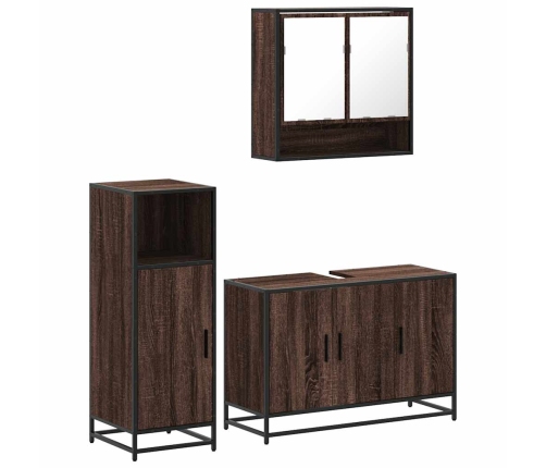 Set de muebles baño 3 pzas madera contrachapada roble marrón