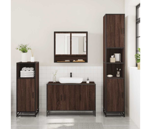 Set de muebles baño 3 pzas madera contrachapada roble marrón