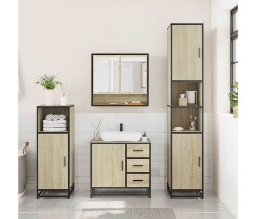 Set de muebles de baño 3 pzas madera contrachapada roble Sonoma