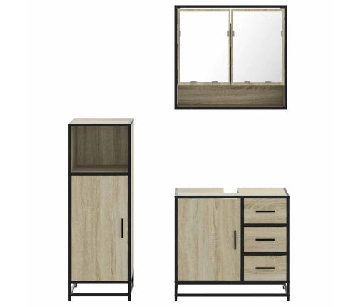 Set de muebles de baño 3 pzas madera contrachapada roble Sonoma