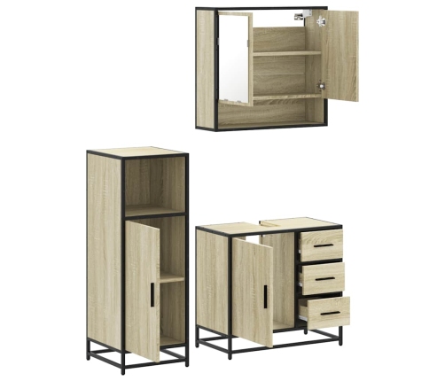 Set de muebles de baño 3 pzas madera contrachapada roble Sonoma