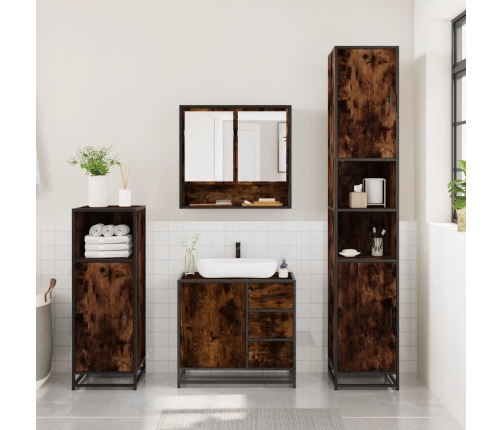 Set de muebles baño 3 pzas madera contrachapada roble ahumado