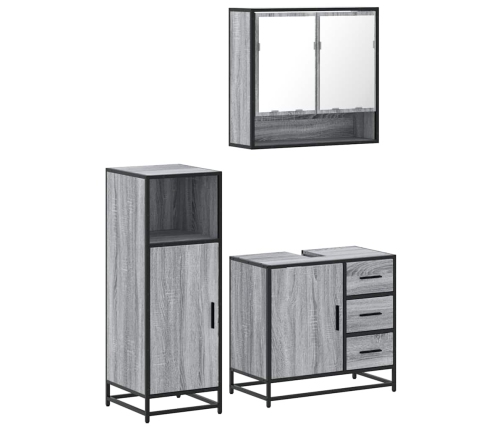 Set de muebles de baño 3 pzas madera contrachapada gris sonoma