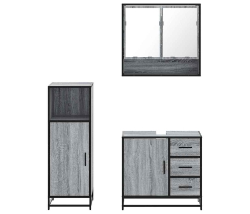 Set de muebles de baño 3 pzas madera contrachapada gris sonoma