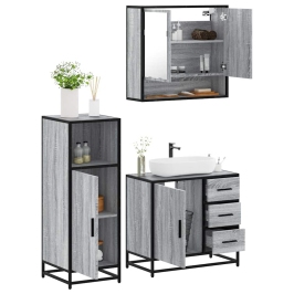 Set de muebles de baño 3 pzas madera contrachapada gris sonoma