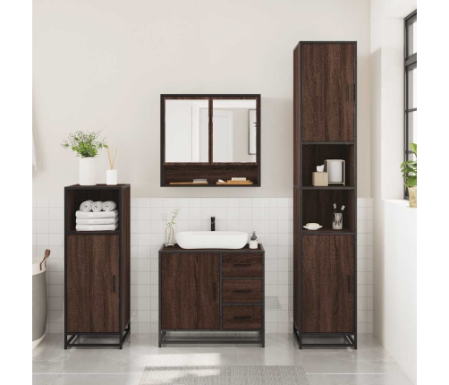 Set de muebles baño 3 pzas madera contrachapada roble marrón