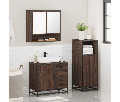 Set de muebles baño 3 pzas madera contrachapada roble marrón