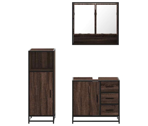 Set de muebles baño 3 pzas madera contrachapada roble marrón