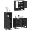 Juego de muebles de baño 3 pzas madera contrachapada negro