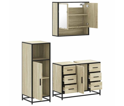 Set de muebles de baño 3 pzas madera contrachapada roble Sonoma