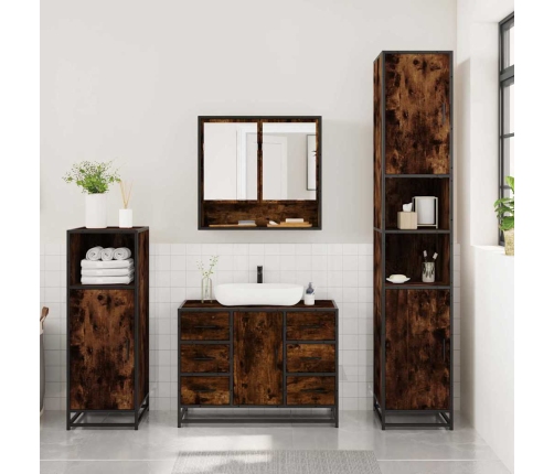 Set de muebles baño 3 pzas madera contrachapada roble ahumado