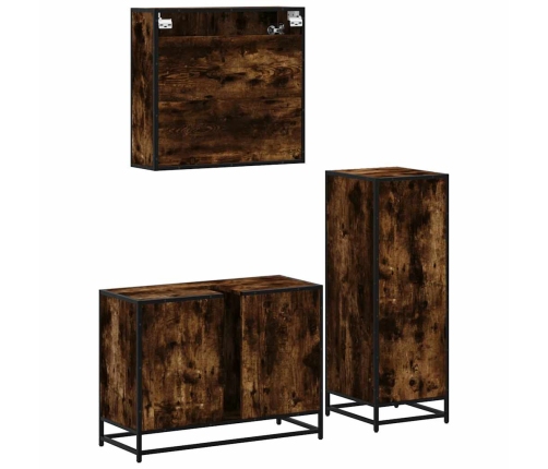 Set de muebles baño 3 pzas madera contrachapada roble ahumado