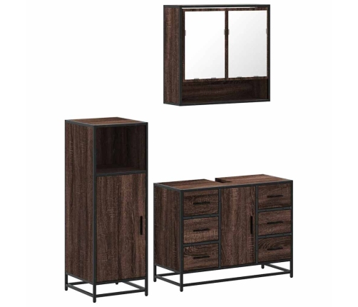 Set de muebles baño 3 pzas madera contrachapada roble marrón