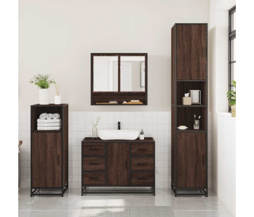 Set de muebles baño 3 pzas madera contrachapada roble marrón