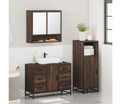 Set de muebles baño 3 pzas madera contrachapada roble marrón