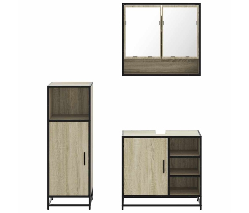 Set de muebles de baño 3 pzas madera contrachapada roble Sonoma