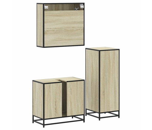 Set de muebles de baño 3 pzas madera contrachapada roble Sonoma