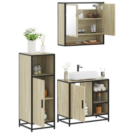 Set de muebles de baño 3 pzas madera contrachapada roble Sonoma