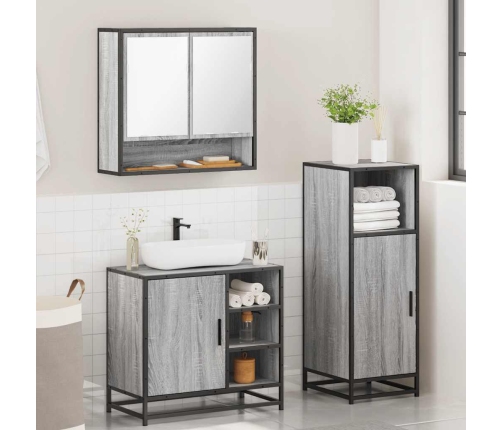 Set de muebles de baño 3 pzas madera contrachapada gris sonoma