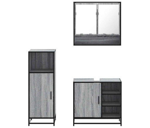 Set de muebles de baño 3 pzas madera contrachapada gris sonoma