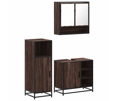 Set de muebles baño 3 pzas madera contrachapada roble marrón