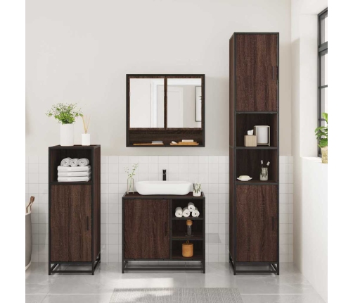 Set de muebles baño 3 pzas madera contrachapada roble marrón