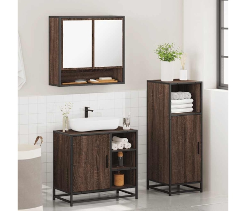 Set de muebles baño 3 pzas madera contrachapada roble marrón