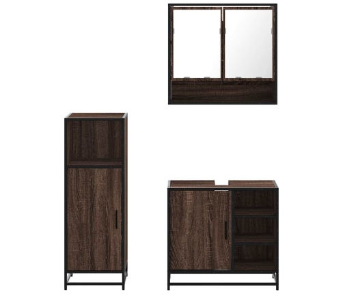 Set de muebles baño 3 pzas madera contrachapada roble marrón