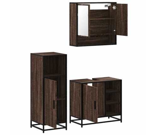 Set de muebles baño 3 pzas madera contrachapada roble marrón