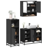 Juego de muebles de baño 3 pzas madera contrachapada negro