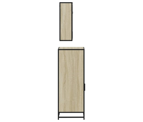 Set de muebles de baño 3 pzas madera contrachapada roble Sonoma