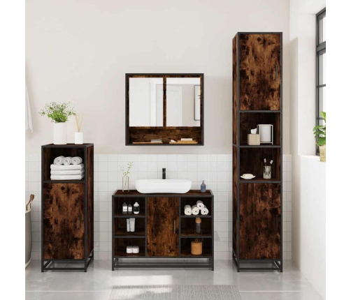 Set de muebles baño 3 pzas madera contrachapada roble ahumado