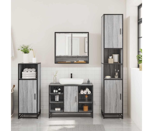 Set de muebles de baño 3 pzas madera contrachapada gris sonoma