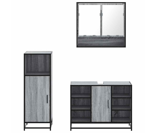 Set de muebles de baño 3 pzas madera contrachapada gris sonoma