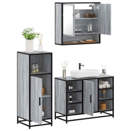 Set de muebles de baño 3 pzas madera contrachapada gris sonoma