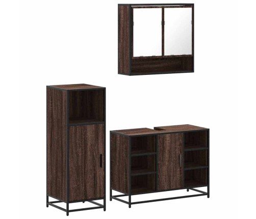 Set de muebles baño 3 pzas madera contrachapada roble marrón